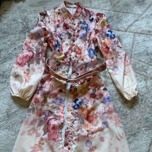 Commense Floral Long Sleeve Dress - Multicolor